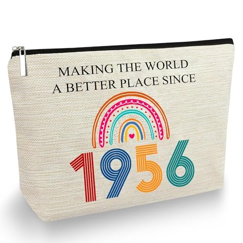 TOBYOVU 70. Geburtstag Make-up Tasche - Geschenk zum 70. Geburtstag für Frauen - Geschenk für Jahrgang 1956 - Idee für die Feier zum Siebzigsten - Kosmetiktasche für Mama, Oma, Ehefrau, Freundin, Schwester