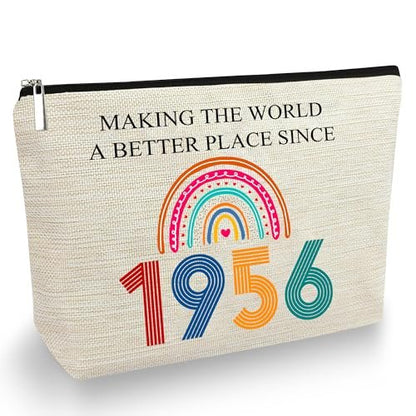 TOBYOVU 70. Geburtstag Make-up Tasche - Geschenk zum 70. Geburtstag für Frauen - Geschenk für Jahrgang 1956 - Idee für die Feier zum Siebzigsten - Kosmetiktasche für Mama, Oma, Ehefrau, Freundin, Schwester