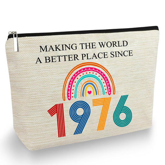 TOBYOVU 50. Geburtstag Make-up Tasche - Geschenk für Frauen zum 50. Geburtstag - Kosmetiktasche für Freundin, Schwester, Mama - Seit 1976 die Welt verbessern