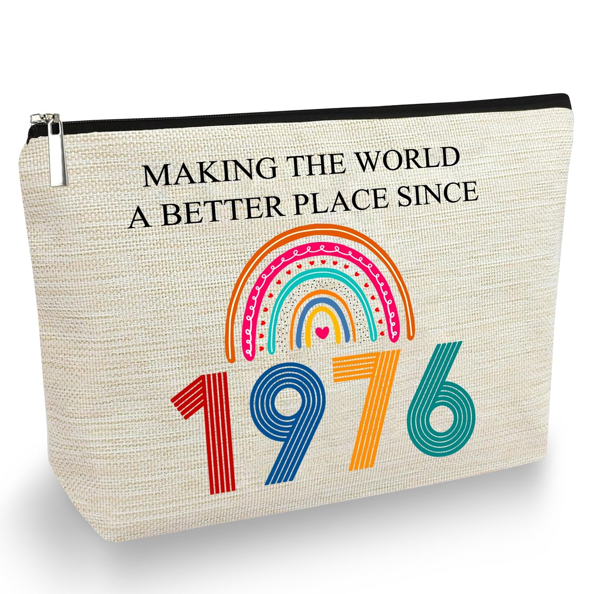 TOBYOVU 50. Geburtstag Make-up Tasche - Geschenk für Frauen zum 50. Geburtstag - Kosmetiktasche für Freundin, Schwester, Mama - Seit 1976 die Welt verbessern