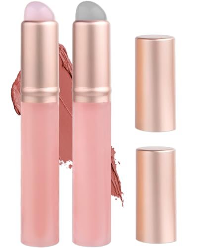 2er-Set Silikon-Lippenpinsel für Lippenstift, Lip Make-up Applikator mit Deckel (Pink)