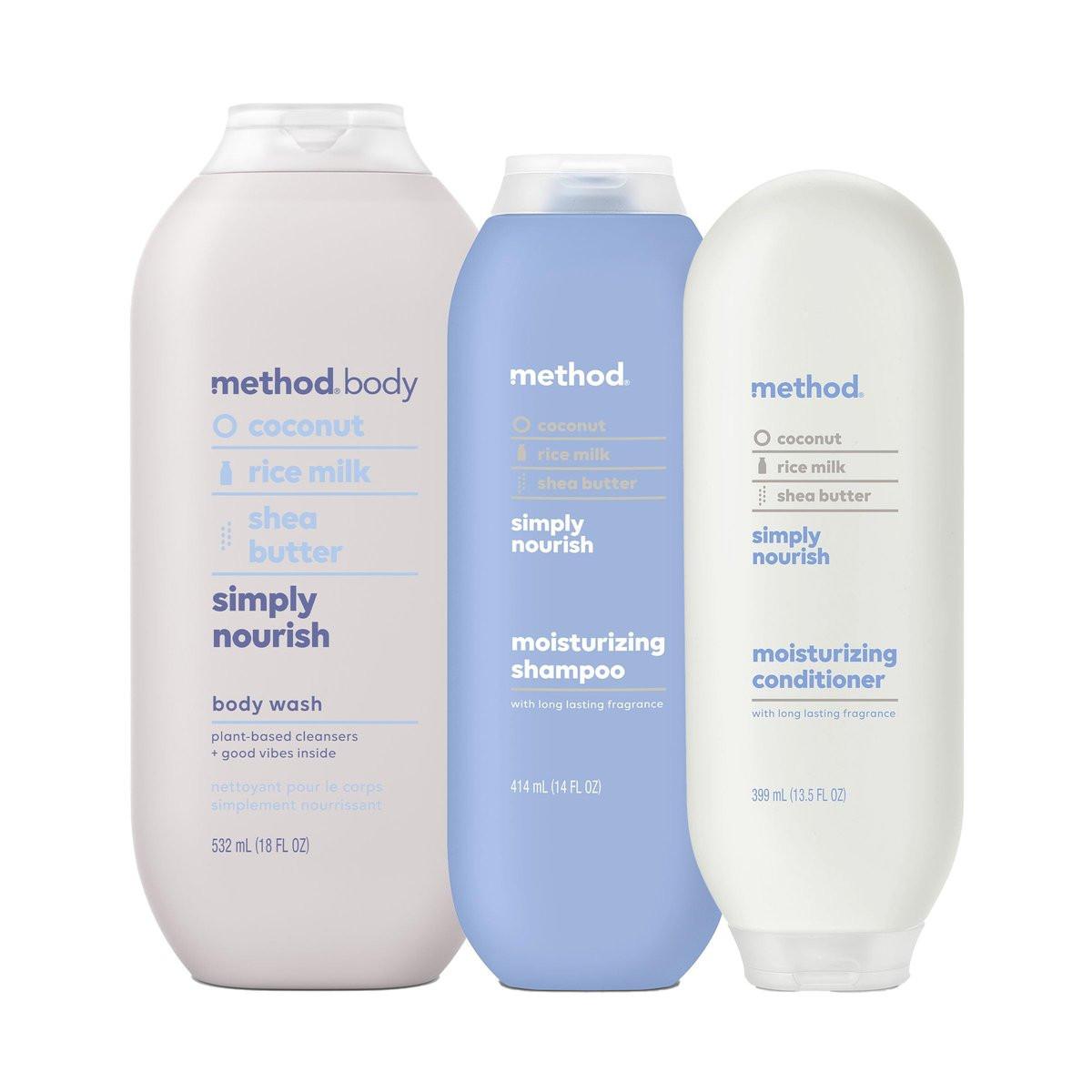 Method Duschgel und Haarpflege Geschenkset Simply Nourish – 3er-Pack mit 15,17 fl oz