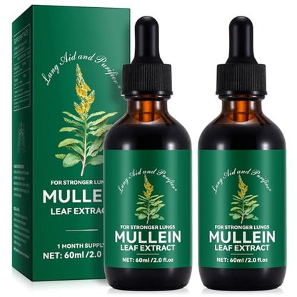 Mullein Tropfen für die Lunge 4 Fl Oz – Königskerzenblattextrakt mit Chlorophyll – Natürliches pflanzliches Nahrungsergänzungsmittel für Lungenreinigung, Atemwegsunterstützung, Immunsystem und Verdauung