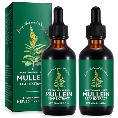 Mullein Tropfen für die Lunge 4 Fl Oz – Königskerzenblattextrakt mit Chlorophyll – Natürliches pflanzliches Nahrungsergänzungsmittel für Lungenreinigung, Atemwegsunterstützung, Immunsystem und Verdauung