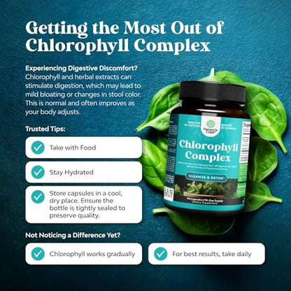 Chlorophyll Kapseln zur Reinigung und Entgiftung - Internes Deodorant gegen Körpergeruch mit Minze & Petersilie - Unterstützt gesunde Haut, Immunsystem & Verdauung - Vegan, Non-GMO & Glutenfrei (90 Kapseln)