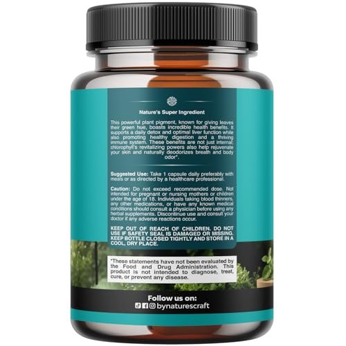 Chlorophyll Kapseln zur Reinigung und Entgiftung - Internes Deodorant gegen Körpergeruch mit Minze & Petersilie - Unterstützt gesunde Haut, Immunsystem & Verdauung - Vegan, Non-GMO & Glutenfrei (90 Kapseln)