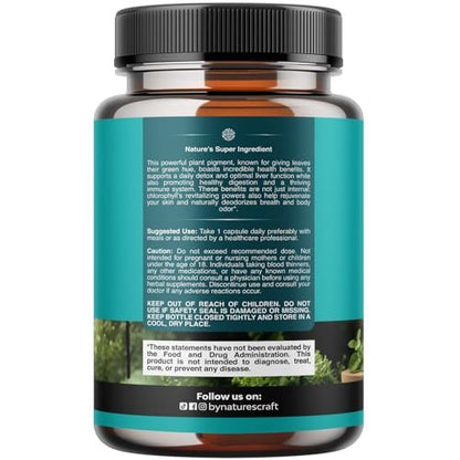 Chlorophyll Kapseln zur Reinigung und Entgiftung - Internes Deodorant gegen Körpergeruch mit Minze & Petersilie - Unterstützt gesunde Haut, Immunsystem & Verdauung - Vegan, Non-GMO & Glutenfrei (90 Kapseln)