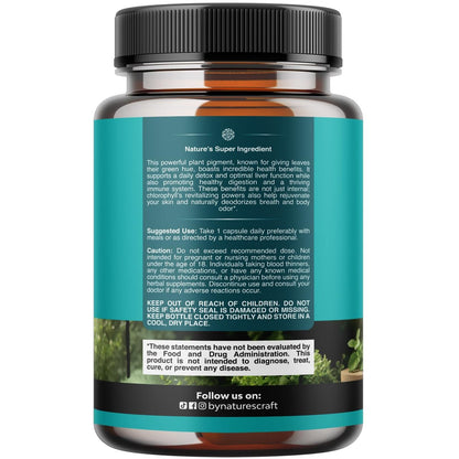 Chlorophyll Kapseln zur Reinigung und Entgiftung - Internes Deodorant gegen Körpergeruch mit Minze & Petersilie - Unterstützt gesunde Haut, Immunsystem & Verdauung - Vegan, Non-GMO & Glutenfrei (90 Kapseln)