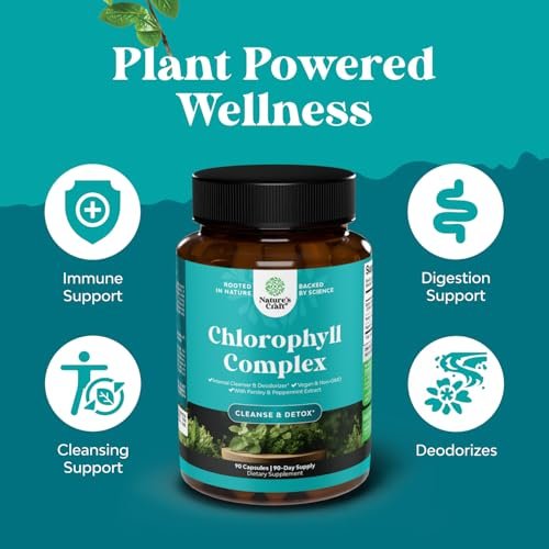 Chlorophyll Kapseln zur Reinigung und Entgiftung - Internes Deodorant gegen Körpergeruch mit Minze & Petersilie - Unterstützt gesunde Haut, Immunsystem & Verdauung - Vegan, Non-GMO & Glutenfrei (90 Kapseln)