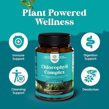 Chlorophyll Kapseln zur Reinigung und Entgiftung - Internes Deodorant gegen Körpergeruch mit Minze & Petersilie - Unterstützt gesunde Haut, Immunsystem & Verdauung - Vegan, Non-GMO & Glutenfrei (90 Kapseln)