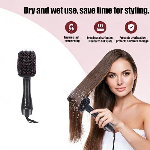 GEERYZHE 2-in-1 Multifunktionaler Anionen-Haartrockner-Bürstenkamm-Styler - Haarpflege-Werkzeug für professionelles Styling