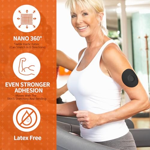 Jinyusega Klebepflaster für Dexcom G7 – 20 Stück, wasserdichte Überpflaster, mit Easy-Peel-Lasche, vorgeschnittene Trägerfolie, CGM-Sensor-Klebeband für 10–14 Tage, Schwarz