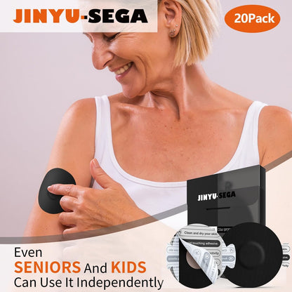 Jinyusega Klebepflaster für Dexcom G7 – 20 Stück, wasserdichte Überpflaster, mit Easy-Peel-Lasche, vorgeschnittene Trägerfolie, CGM-Sensor-Klebeband für 10–14 Tage, Schwarz