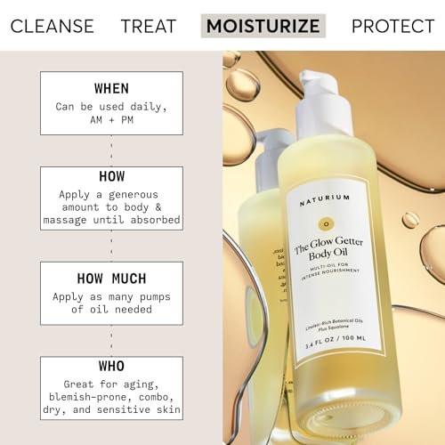 Naturium The Glow Getter Körperöl – Mehrfachöl für intensive Pflege, feuchtigkeitsspendend & nährend, vegan & tierversuchsfrei, 100 ml