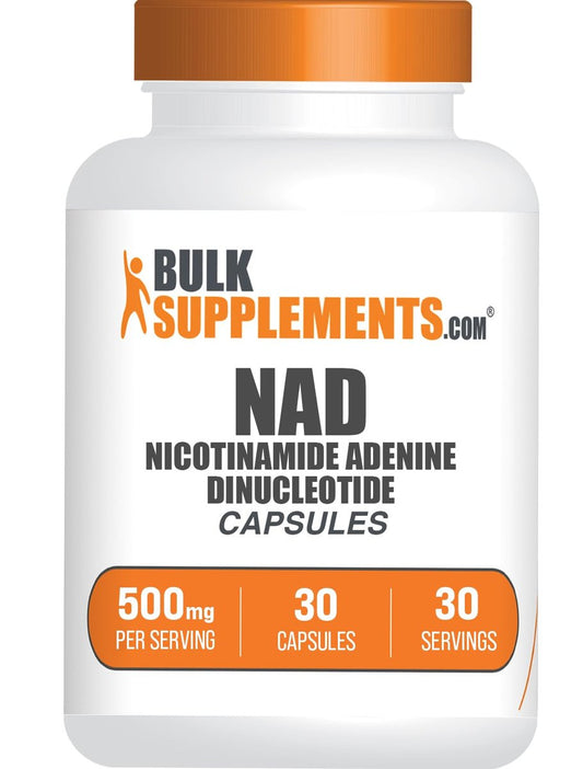 BulkSupplements.com NAD Kapseln - Nicotinamid-Adenin-Dinucleotid, NAD Supplement 500mg - für Energieunterstützung, rein & glutenfrei, 1 Kapsel pro Portion, 30 Kapseln (1er-Pack)