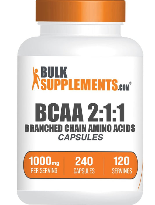 BulkSupplements.com BCAA 2:1:1 Kapseln - Verzweigtkettige Aminosäuren, BCAA Nahrungsergänzung, BCAA Kapseln, BCAA Pillen - Glutenfrei, 240 Kapseln (1er Pack)