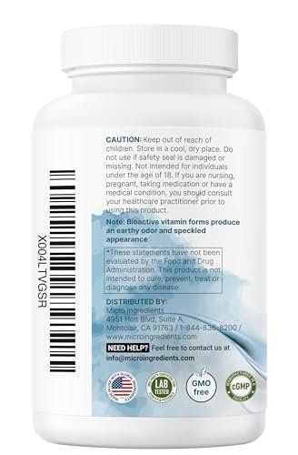 Micro Ingredients Reines Methyliertes B-Komplex, 240 Kapseln | 11-in-1 Formel mit Methylfolat, B12, Thiamin, Inositol, Cholin & fettlöslichem Vitamin C | Saubere Inhaltsstoffe ohne Füllstoffe | Non-GMO