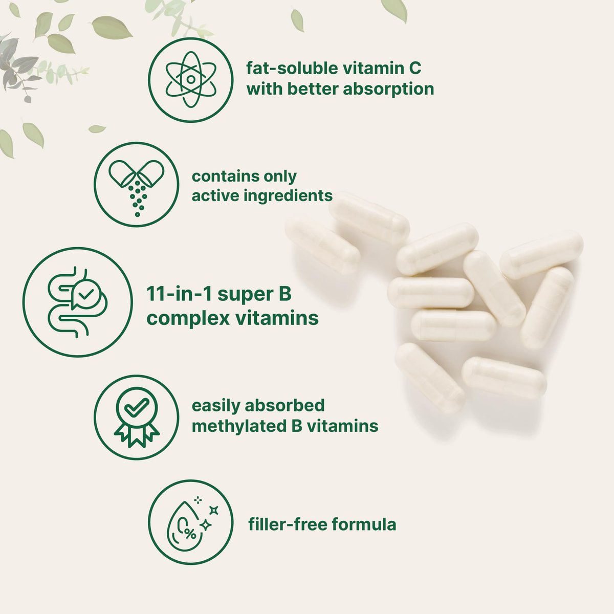 Micro Ingredients Reines Methyliertes B-Komplex, 240 Kapseln | 11-in-1 Formel mit Methylfolat, B12, Thiamin, Inositol, Cholin & fettlöslichem Vitamin C | Saubere Inhaltsstoffe ohne Füllstoffe | Non-GMO