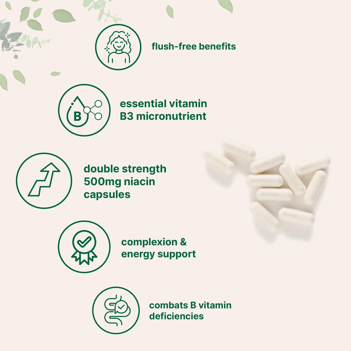 Micro Ingredients Niacin 500 mg pro Portion, 400 Kapseln – Flush-freies B3-Vitamin – Doppelte Stärke, essenzielles B-Vitamin – Unterstützt Hautpflege und Energie – Nicht-GVO, glutenfrei