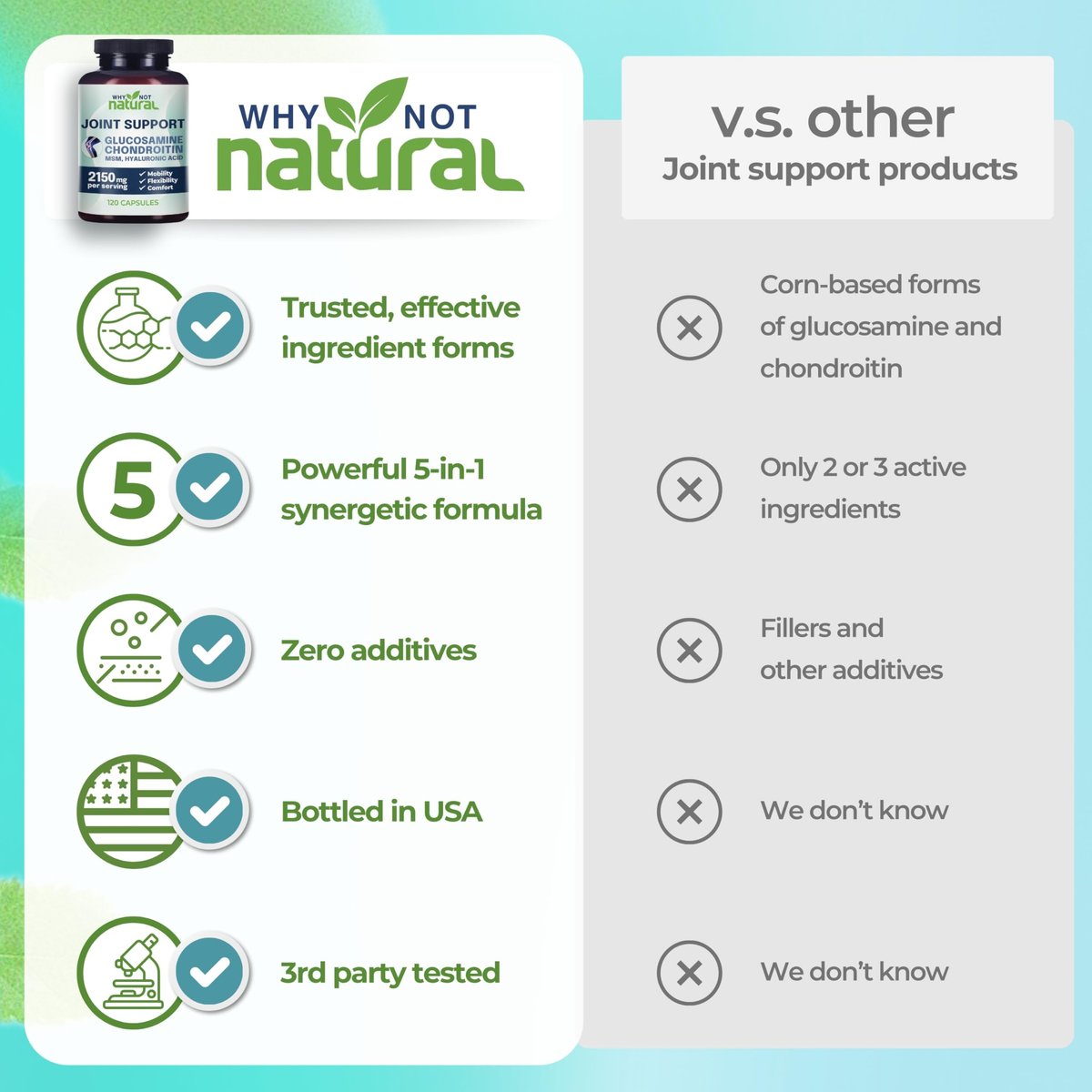 Why Not Natural Glucosamin Chondroitin MSM – Gelenkunterstützung für Knie & Gelenke