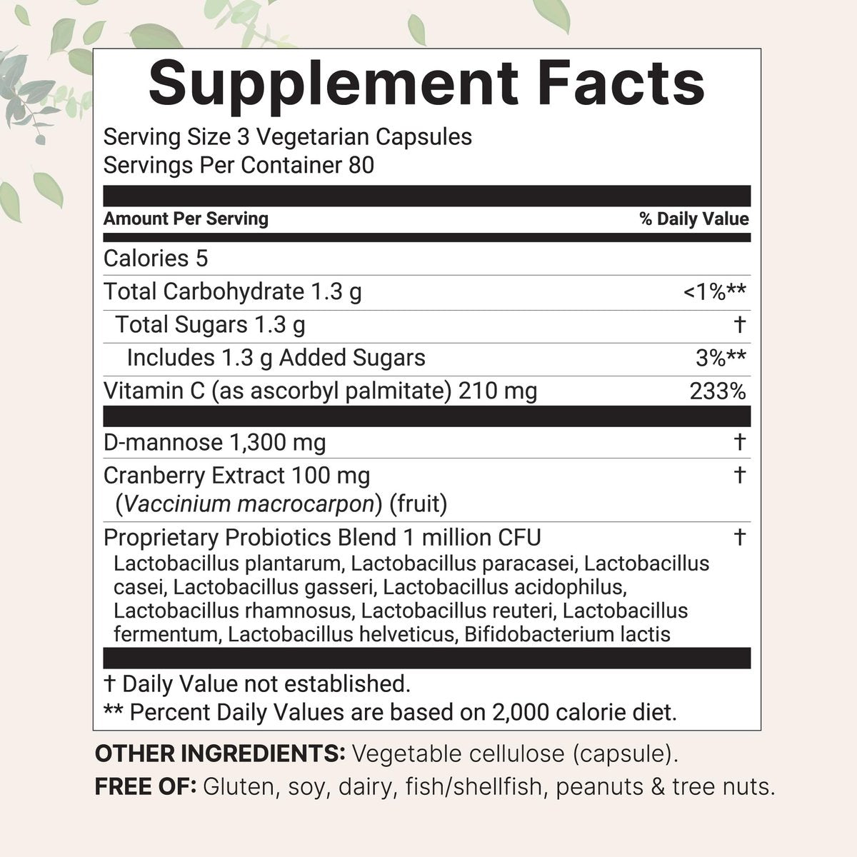 Pure D-Mannose 1.300 mg mit Cranberry & Probiotika, 240 vegane Kapseln | Unterstützung der Harnwegsgesundheit für Frauen | Plus 1 Million KBE Probiotika-Mischung & hochdosiertes Vitamin C | Ohne Füllstoffe, Nicht-GVO