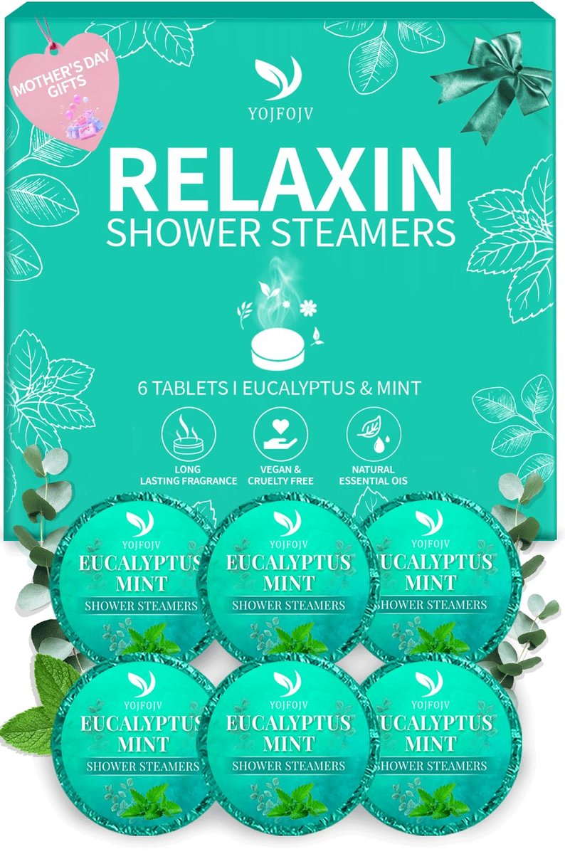 Vapor Duschbomben Aromatherapie – 6er-Pack Duschsteine mit Eukalyptus & Menthol für Entspannung und freie Atemwege – Ideales Geschenk für Männer, Frauen, Mama, Papa