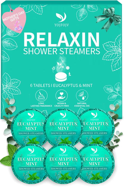 Vapor Duschbomben Aromatherapie – 6er-Pack Duschsteine mit Eukalyptus & Menthol für Entspannung und freie Atemwege – Ideales Geschenk für Männer, Frauen, Mama, Papa