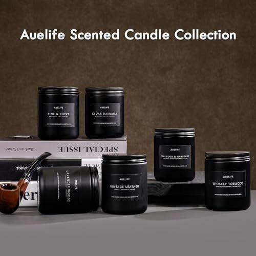 Teakwood & Mahogany Kerze | Maskuline Duftkerze für Männer, Geschenk für Männer – Sojakerze für den Wohnraum, Aromatherapie-Geschenk mit langer Brenndauer – 200 g Schwarzes Glas
