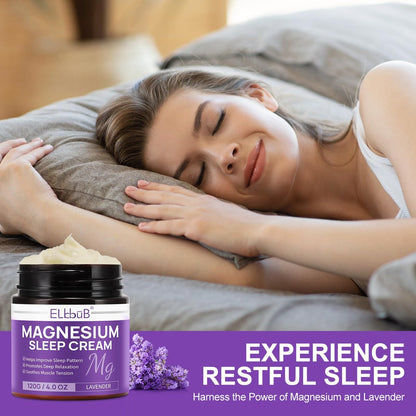 Magnesium Creme für erholsamen Schlaf – mit Mandelöl, Lavendel und Vitamin E für tiefe Entspannung – natürliche Magnesium Lotion zur Hautpflege und schnellen Absorption – Lavendelduft