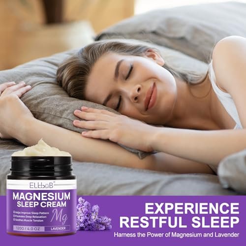 Magnesium Creme für erholsamen Schlaf – mit Mandelöl, Lavendel und Vitamin E für tiefe Entspannung – natürliche Magnesium Lotion zur Hautpflege und schnellen Absorption – Lavendelduft