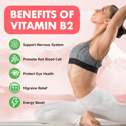 MEENCCD Vitamin B2 Gummies – Riboflavin 400mg mit Magnesium für Kinder & Erwachsene, Vegan, Zuckerfrei, Himbeergeschmack, 60 Stück