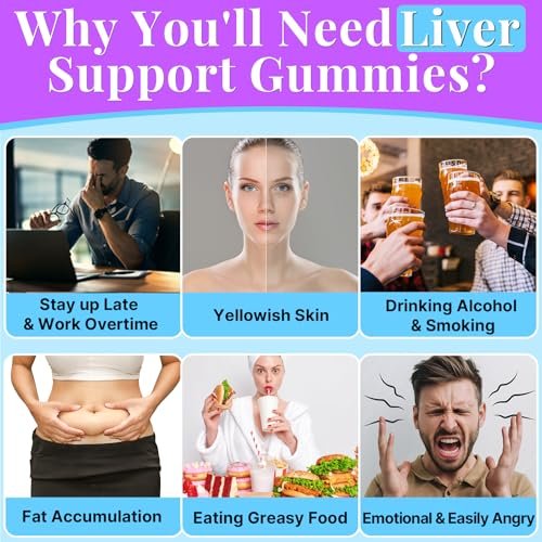 3000 mg Leber-Detox-Repair & Reinigungs-Gummibärchen | Mariendistel 2000 mg mit Kurkuma, Löwenzahnwurzel & Artischocke für Leberreinigung, Leberunterstützung & Erneuerung, Antioxidans, Darm, Haut – Fruchtgeschmack, 60 Gummibärchen