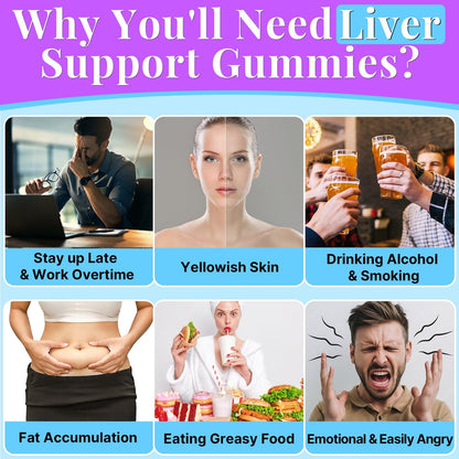 3000 mg Leber-Detox-Repair & Reinigungs-Gummibärchen | Mariendistel 2000 mg mit Kurkuma, Löwenzahnwurzel & Artischocke für Leberreinigung, Leberunterstützung & Erneuerung, Antioxidans, Darm, Haut – Fruchtgeschmack, 60 Gummibärchen