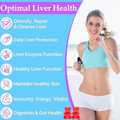 3000 mg Leber-Detox-Repair & Reinigungs-Gummibärchen | Mariendistel 2000 mg mit Kurkuma, Löwenzahnwurzel & Artischocke für Leberreinigung, Leberunterstützung & Erneuerung, Antioxidans, Darm, Haut – Fruchtgeschmack, 60 Gummibärchen