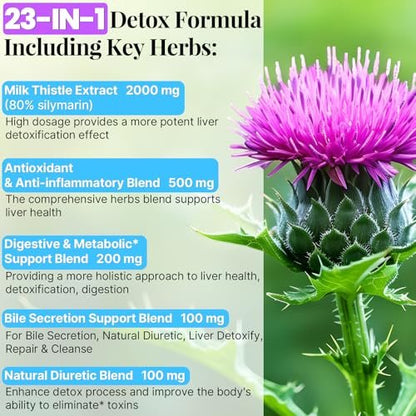 3000 mg Leber-Detox-Repair & Reinigungs-Gummibärchen | Mariendistel 2000 mg mit Kurkuma, Löwenzahnwurzel & Artischocke für Leberreinigung, Leberunterstützung & Erneuerung, Antioxidans, Darm, Haut – Fruchtgeschmack, 60 Gummibärchen