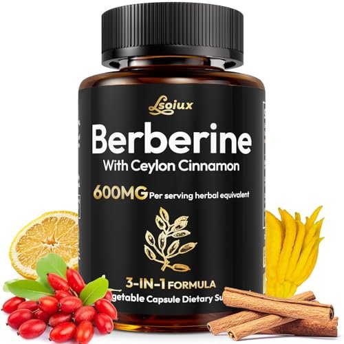 LSOIUX Berberin-Komplex mit Ceylon-Zimt – Liposomales Berberin für den Stoffwechsel, 600 mg, 120 Kapseln, Vegan, Non-GMO