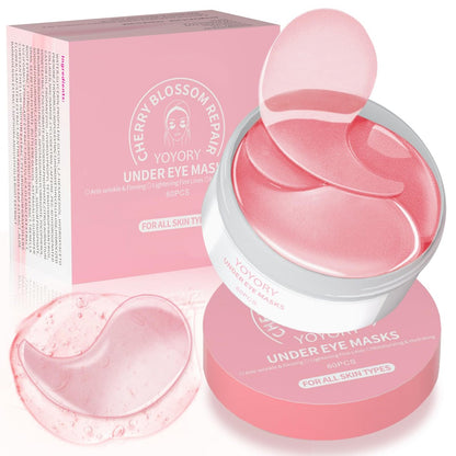 YOYORY Augenpads mit Kollagen und Hyaluronsäure - 60 Stück, gegen feine Linien, Augenringe, Tränensäcke und Falten, glättende Hautpflege für Frauen und Männer, Rosa