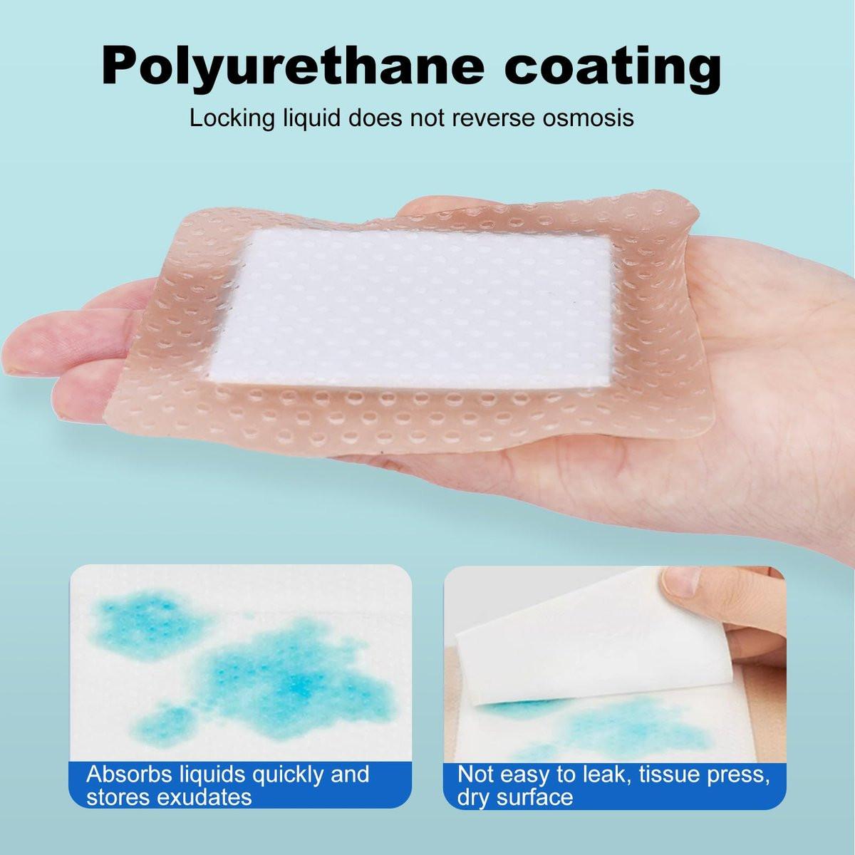 8-teiliges Silikon-Schaumstoff-Wundverband 10x10 cm, sanfter Rand, wasserdicht, super saugfähig, selbstklebend, für Druckgeschwüre und Wundversorgung