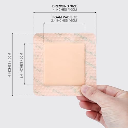 20 Stück Silikon-Schaumstoff-Wundverband 10x10 cm, sanfter Rand, wasserdicht, super saugfähig, selbstklebend, für Druckgeschwüre, Wundpflege