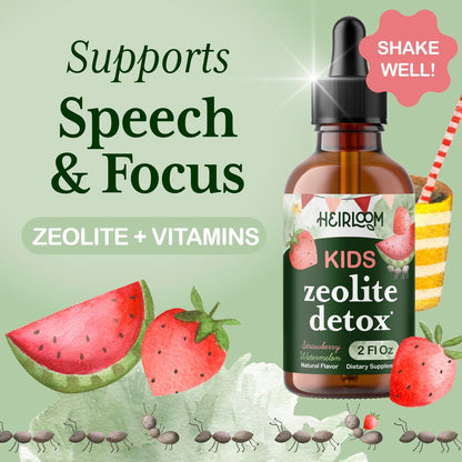 Zeolith Detox für Kinder Liquid Drops – Sanfte tägliche Reinigung & Sprachunterstützung mit methyliertem B12 & Vitamin D – Clinoptilolith-Zeolith-Tropfen zur Entgiftung, 60 ml