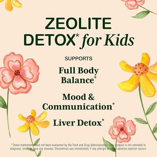 Zeolith Detox für Kinder Liquid Drops – Sanfte tägliche Reinigung & Sprachunterstützung mit methyliertem B12 & Vitamin D – Clinoptilolith-Zeolith-Tropfen zur Entgiftung, 60 ml