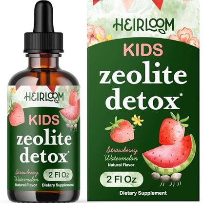 Zeolith Detox für Kinder Liquid Drops – Sanfte tägliche Reinigung & Sprachunterstützung mit methyliertem B12 & Vitamin D – Clinoptilolith-Zeolith-Tropfen zur Entgiftung, 60 ml