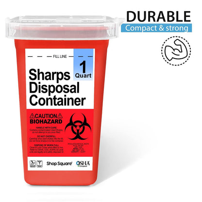 Entsorgungsbehälter für scharfe Gegenstände für den Hausgebrauch - 1 Quart (1er-Pack) Biohazard-Spritzen- und Nadelentsorgungsbehälter - Kleiner Sharps-Behälter für Reise und professionelle Nutzung