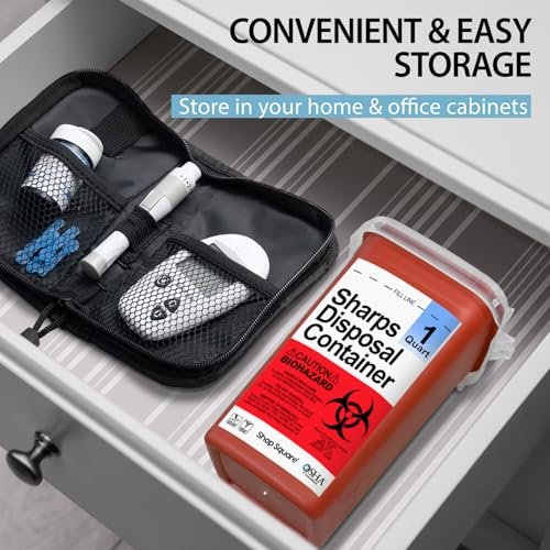 Entsorgungsbehälter für scharfe Gegenstände für den Hausgebrauch - 1 Quart (1er-Pack) Biohazard-Spritzen- und Nadelentsorgungsbehälter - Kleiner Sharps-Behälter für Reise und professionelle Nutzung