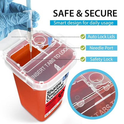 Entsorgungsbehälter für scharfe Gegenstände für den Hausgebrauch - 1 Quart (1er-Pack) Biohazard-Spritzen- und Nadelentsorgungsbehälter - Kleiner Sharps-Behälter für Reise und professionelle Nutzung