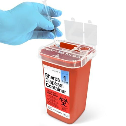 Entsorgungsbehälter für scharfe Gegenstände für den Hausgebrauch - 1 Quart (1er-Pack) Biohazard-Spritzen- und Nadelentsorgungsbehälter - Kleiner Sharps-Behälter für Reise und professionelle Nutzung