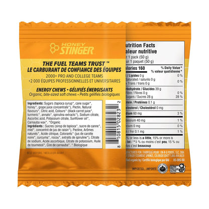 Honey Stinger Organic Citrus Splash Energy Chews – Glutenfrei & Koffeinfrei, für Sport & Performance, 21,6 Unzen (12er-Pack)