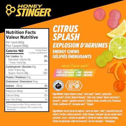 Honey Stinger Organic Citrus Splash Energy Chews – Glutenfrei & Koffeinfrei, für Sport & Performance, 21,6 Unzen (12er-Pack)