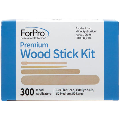 ForPro Premium Holzstäbchen 300 Stück Kit, nicht steril, gemischte Haarentfernungs-Applikatoren für Gesicht & Körper, 300er-Pack