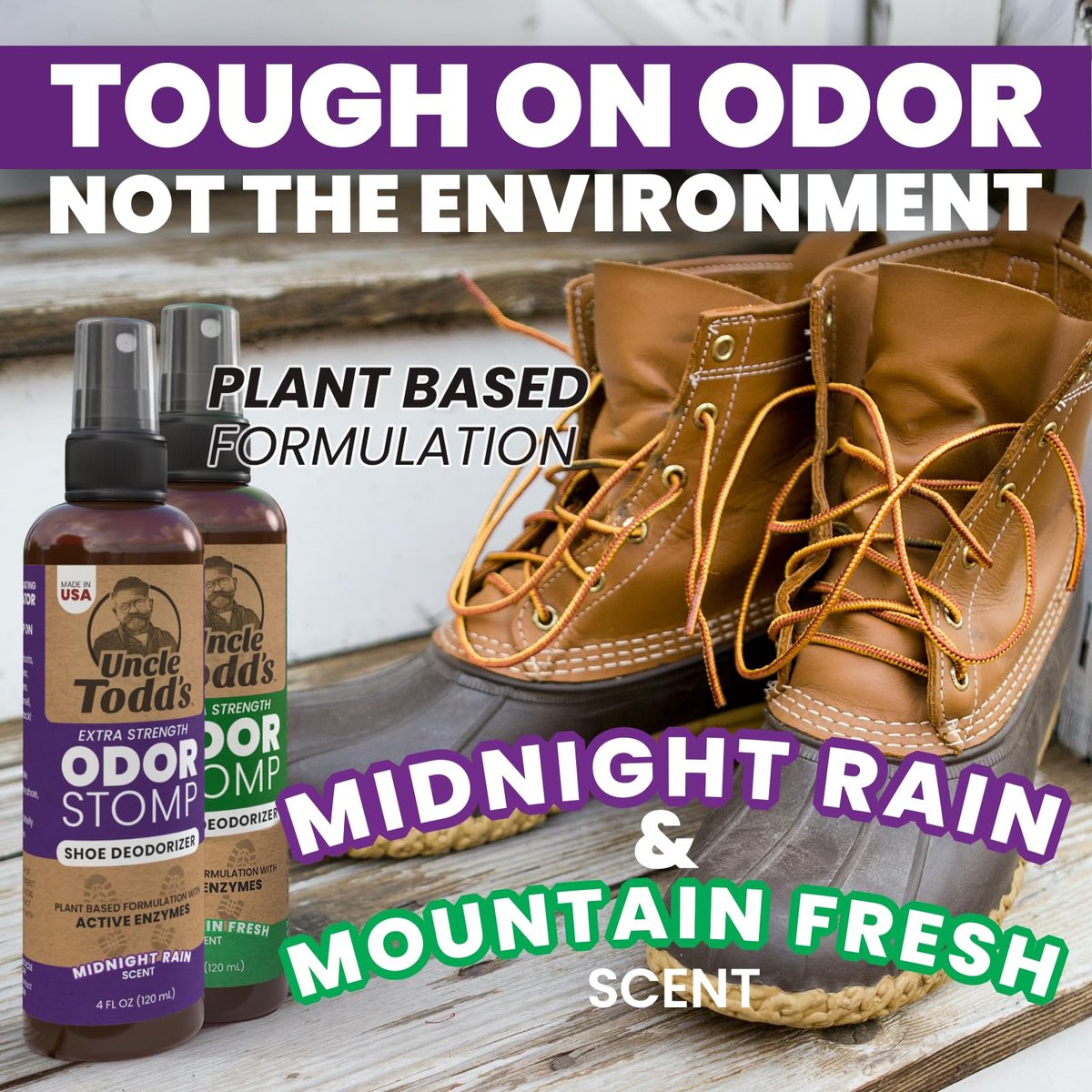 Uncle Todd's Odor Stomp Schuhdeo-Spray 2er-Pack – Bewährter & kraftvoller Enzymspray zur Geruchsbeseitigung in allen Schuhen